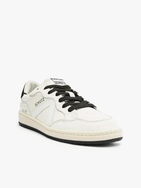 SCHUTZ ST 001 White Leather Low-Top Sneakers with Black Accents